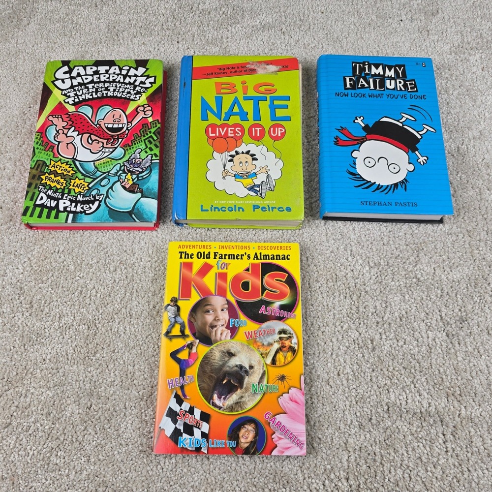 Scholastic Kids Book Lot Captain Underpants Big‎ Nate Timmy Failure Almanac 4pc